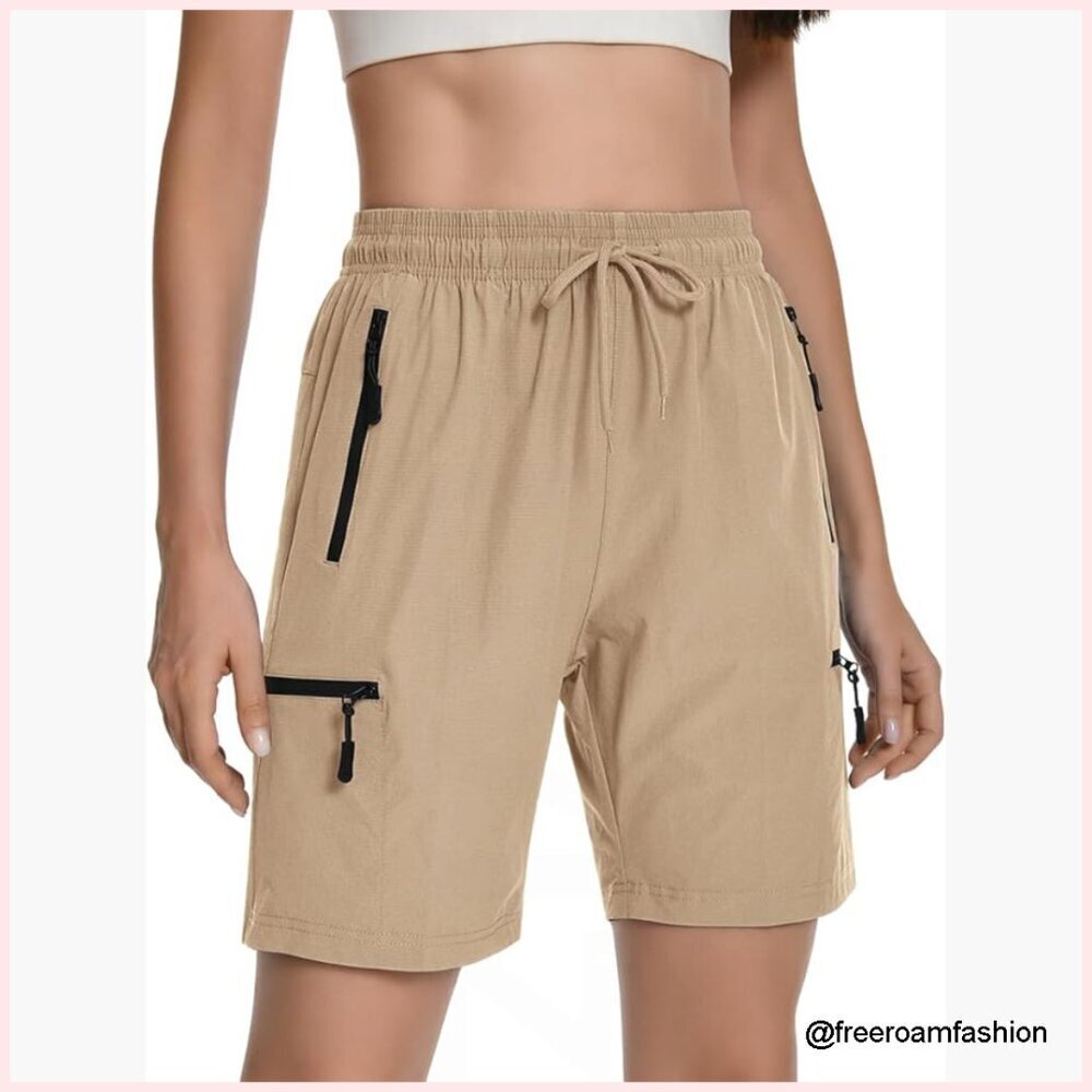 Lightweight Quick Dry Hiking Cargo Shorts with Zipper Pockets UPF 50+